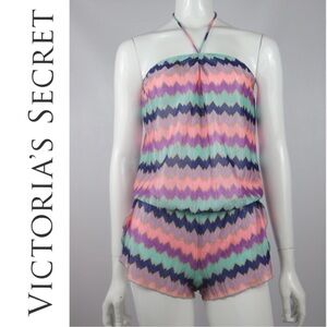 VICTORIA’S SECRET | SWIMSUIT COVERUP CHEVRON HALTER OR STRAPLESS ROMPER SMALL